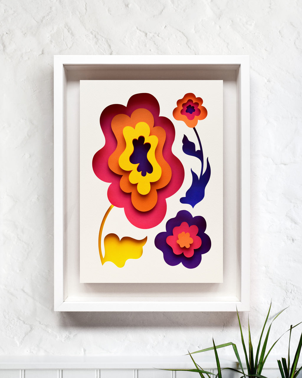 Big Bloomers III – Framed Original Papercut Artwork