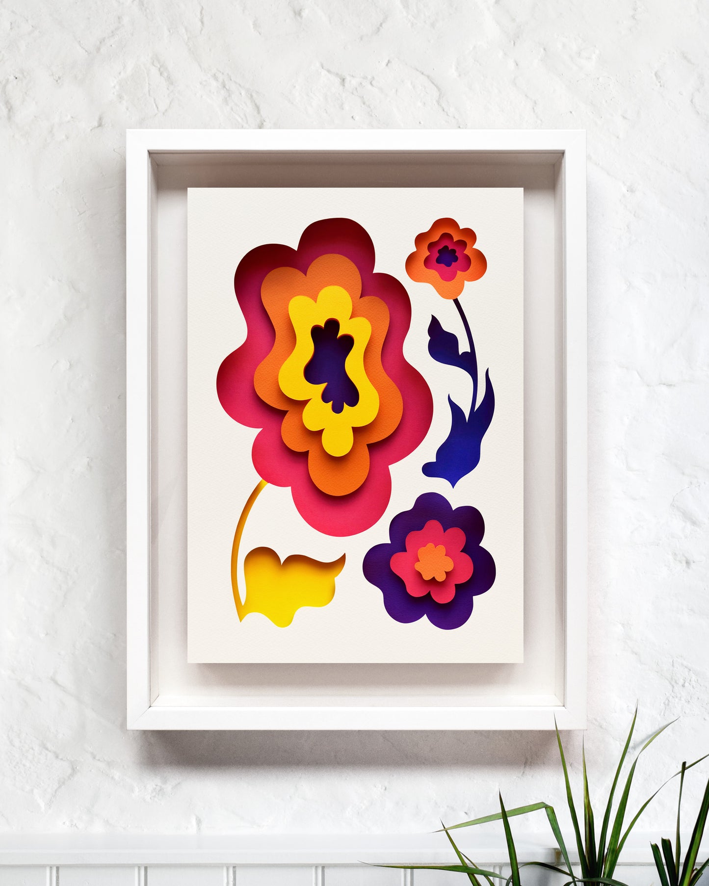 Big Bloomers III – Framed Original Papercut Artwork