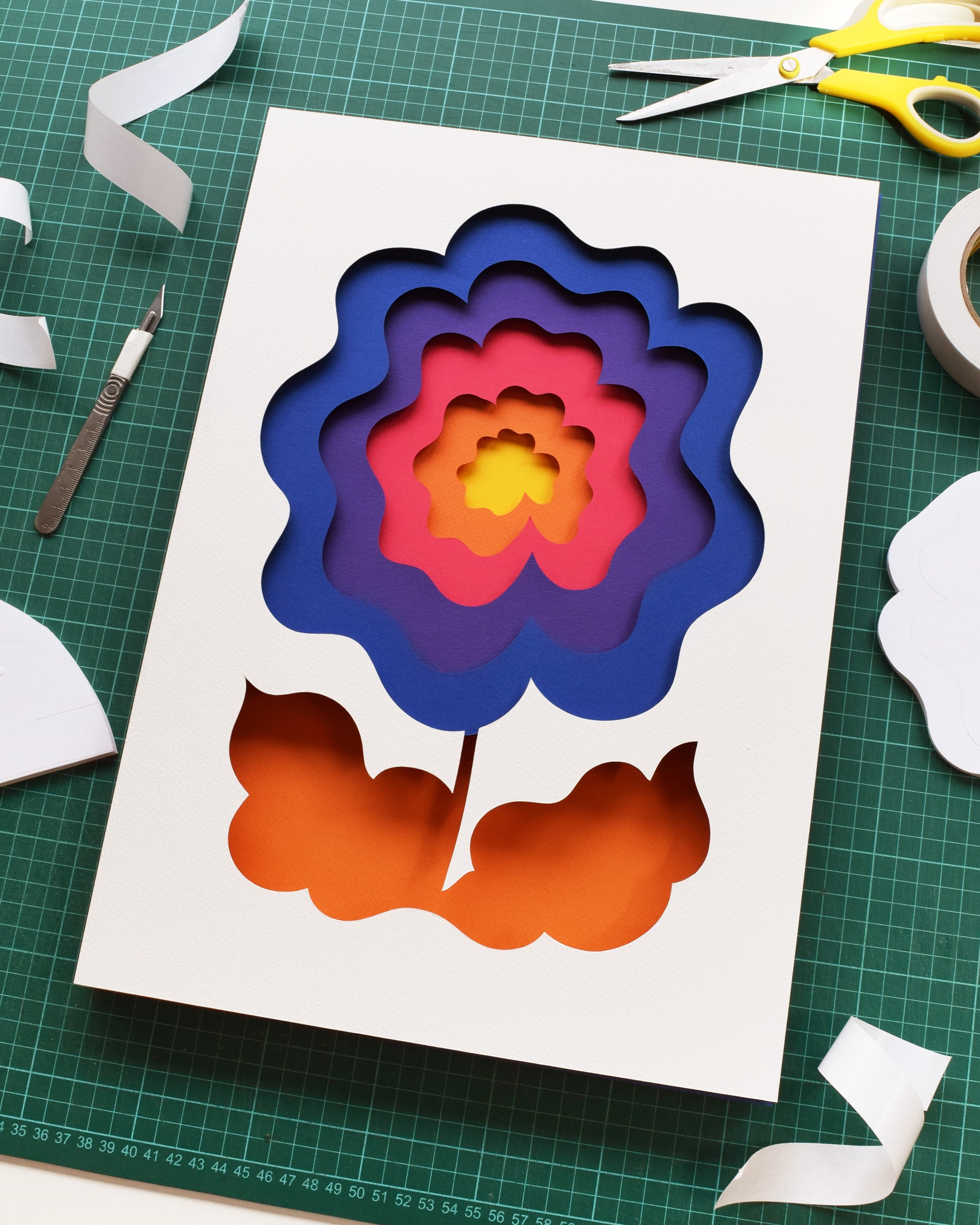 Big Bloomers II – Framed Original Papercut Artwork