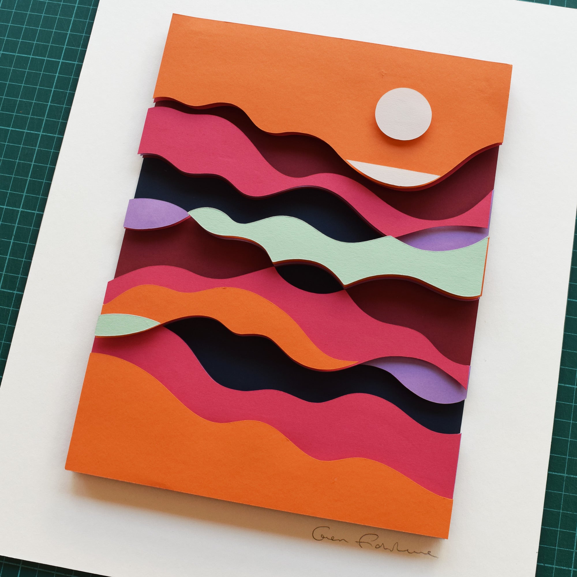 Sunset on the Southdowns – Framed Original Papercut Artwork