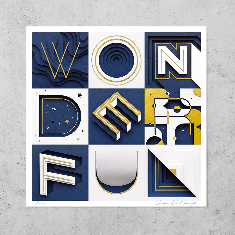 WONDERFUL — Limited Edition Gold Foiled Indigo Print