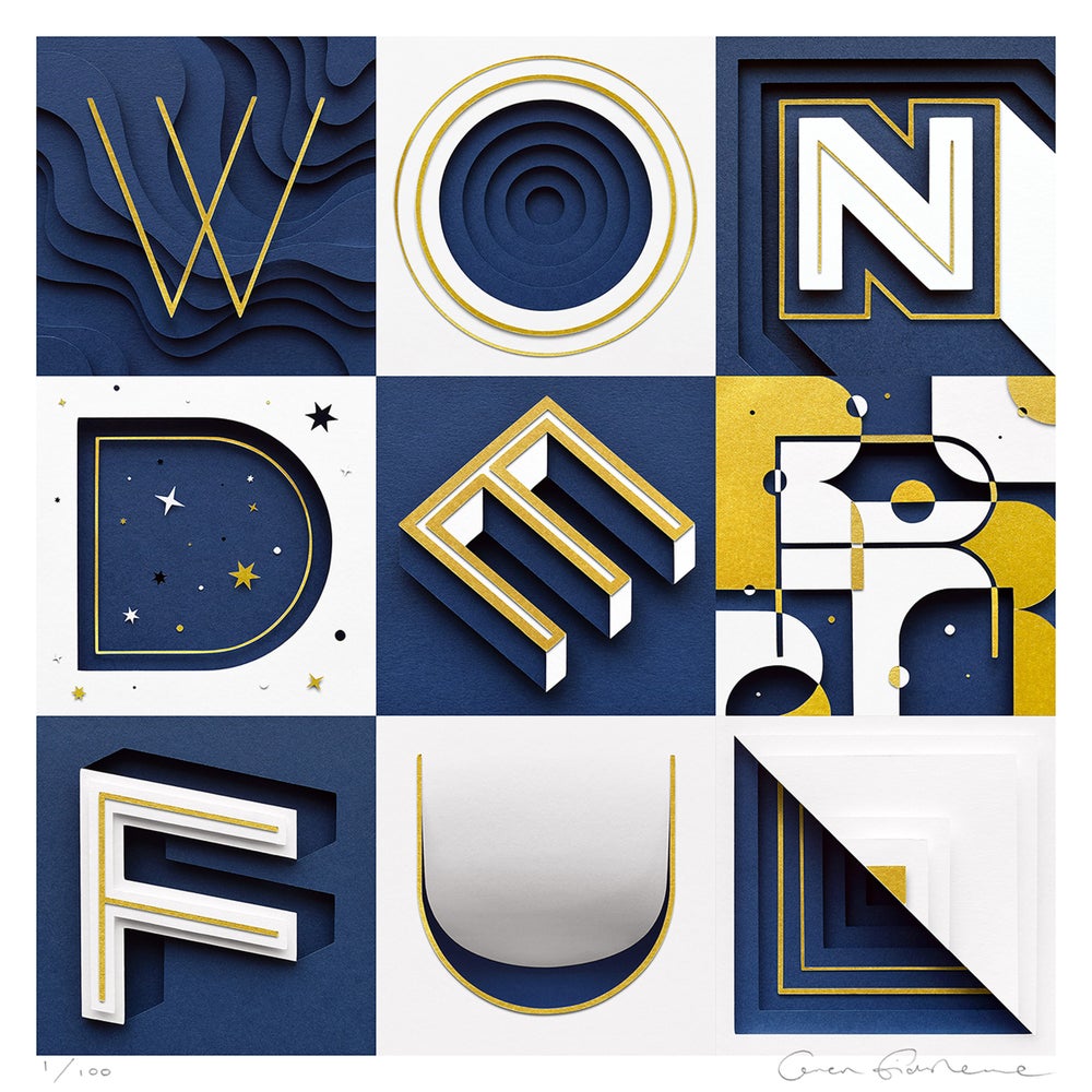 WONDERFUL — Limited Edition Gold Foiled Indigo Print